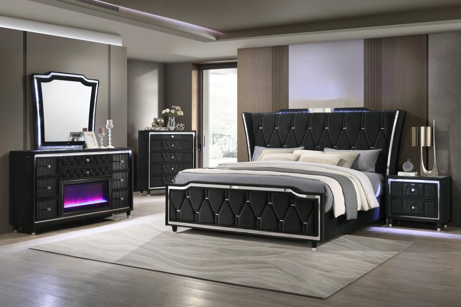 Lorient 8-drawer LED Bedroom Dresser Cabinet Black view 15
