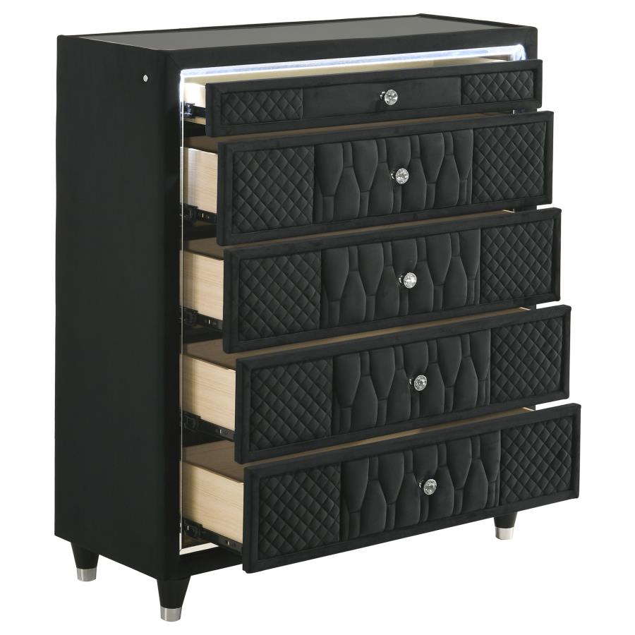Lorient 5-drawer LED Chest of Drawers Black view 10