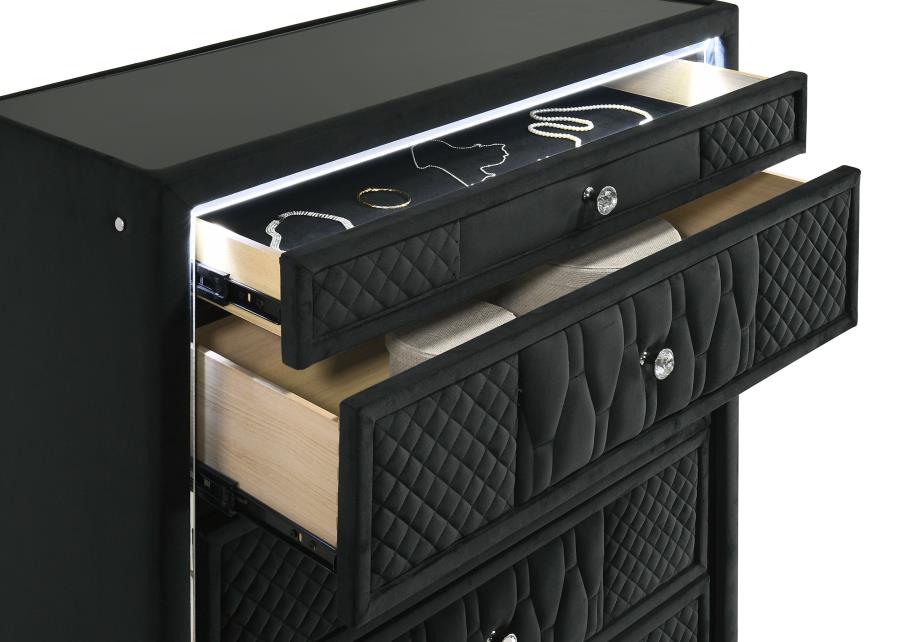 Lorient 5-drawer LED Chest of Drawers Black view 11
