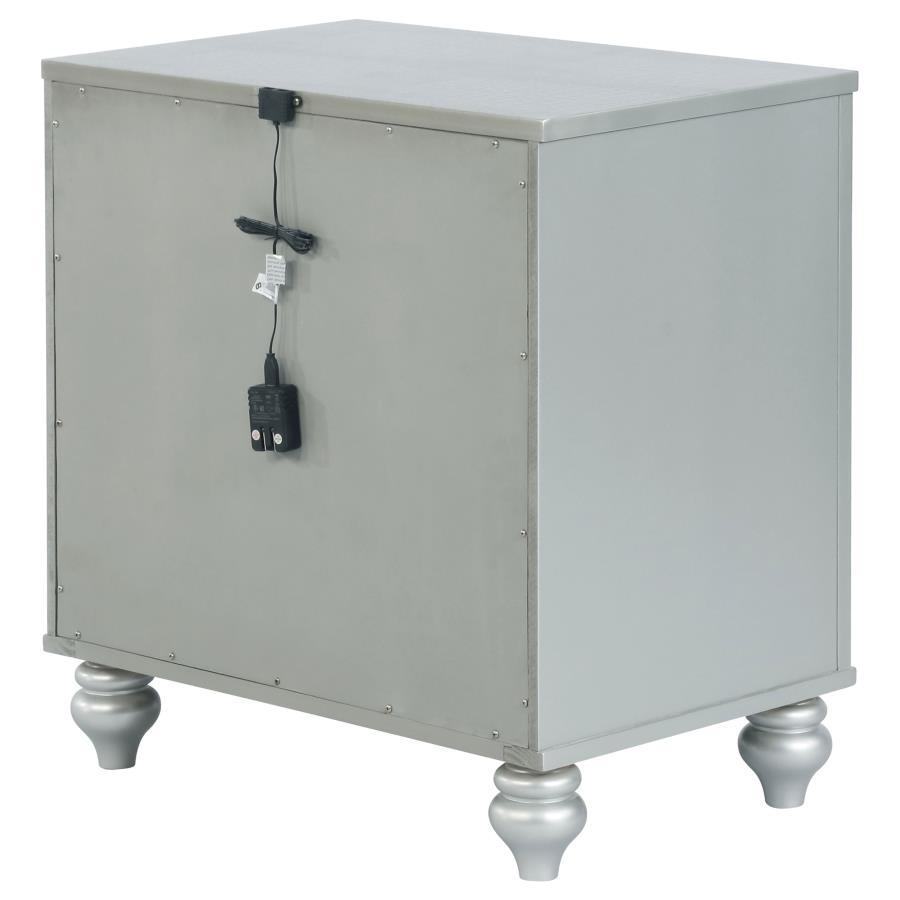 Gunnison 2-drawer Nightstand Silver Metallic view 8