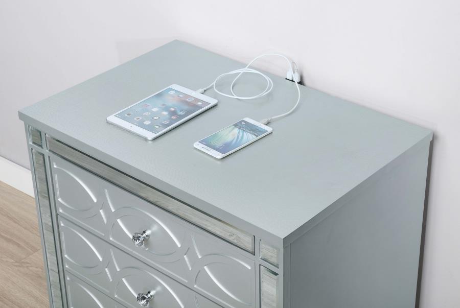 Gunnison 2-drawer Nightstand Silver Metallic view 10