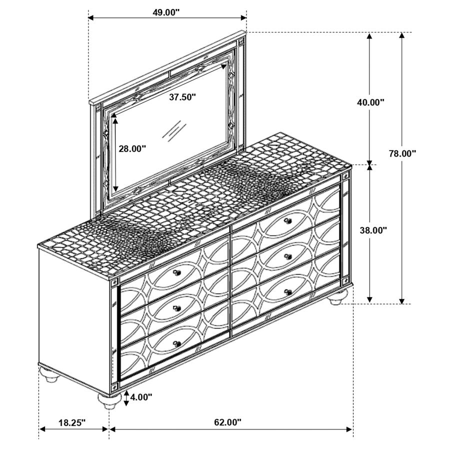 Gunnison 6-drawer Dresser with Mirror Silver Metallic view 14