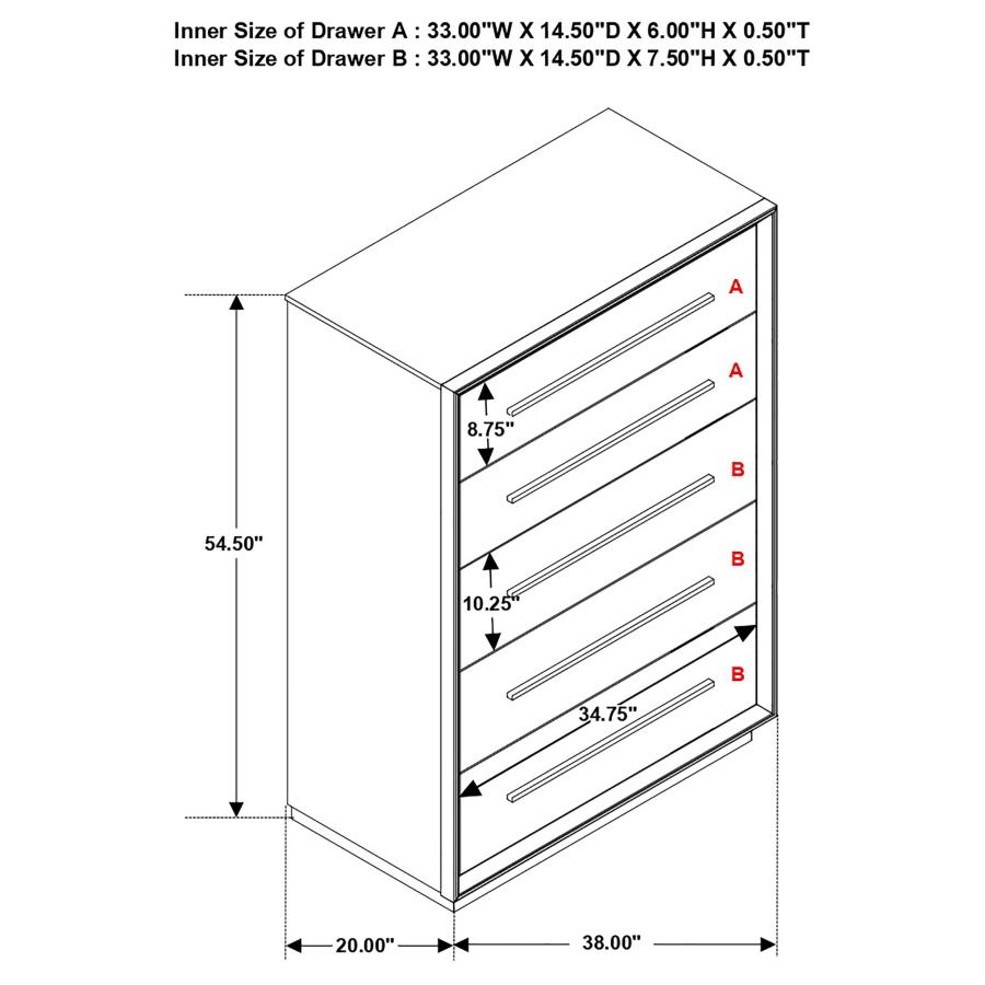Durango 5-drawer Bedroom Chest Smoked Peppercorn view 13