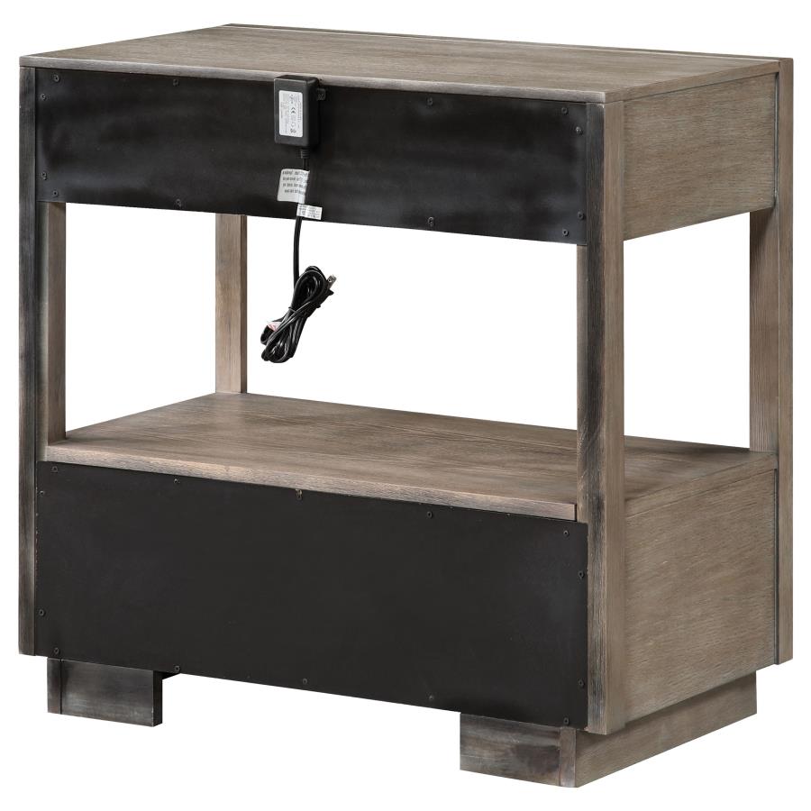 Durango 2-drawer Nightstand Bedside Table Taupe Oak view 8