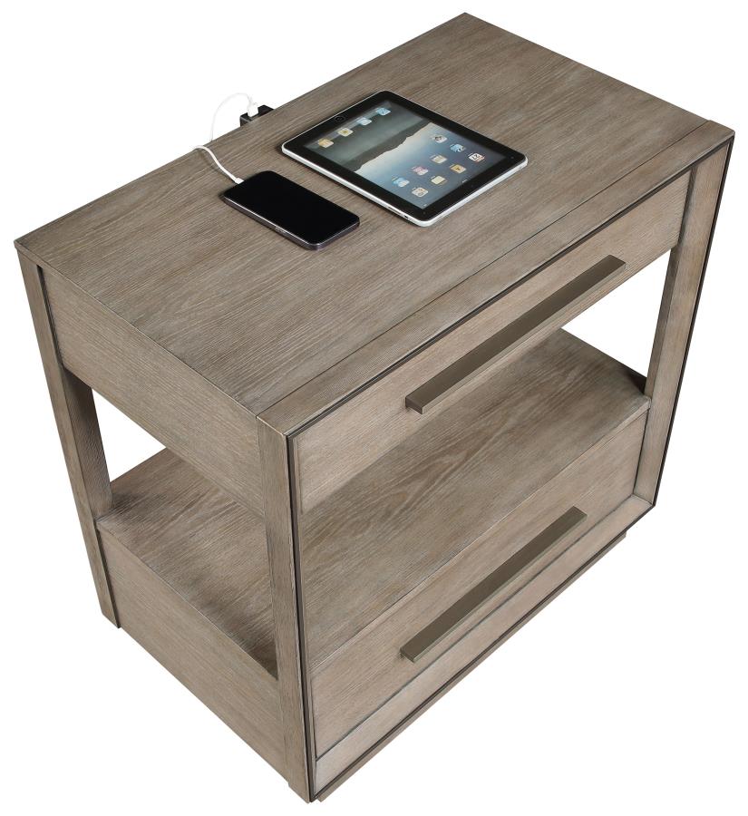 Durango 2-drawer Nightstand Bedside Table Taupe Oak view 11