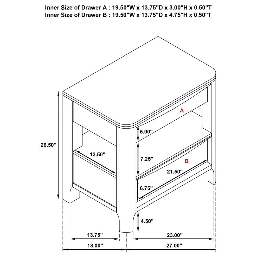 Maderia 2-drawer Nightstand Bedside Table Walnut view 13