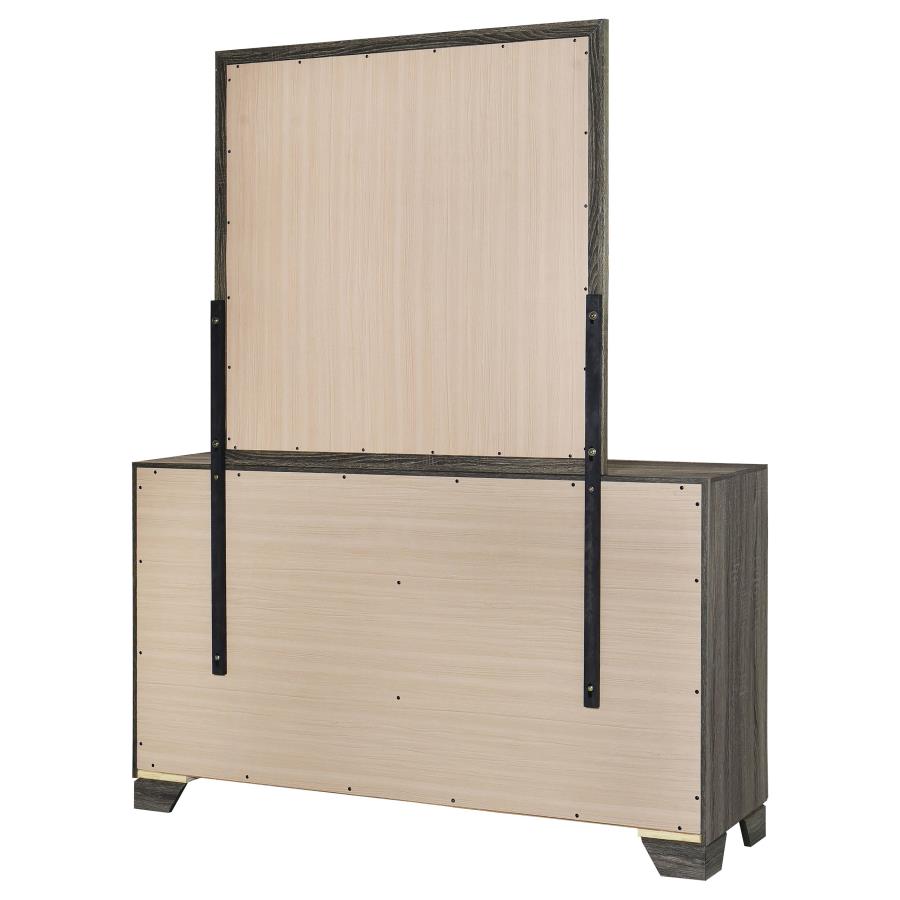 Wright 6-drawer Dresser and Mirror Brown Oak view 8