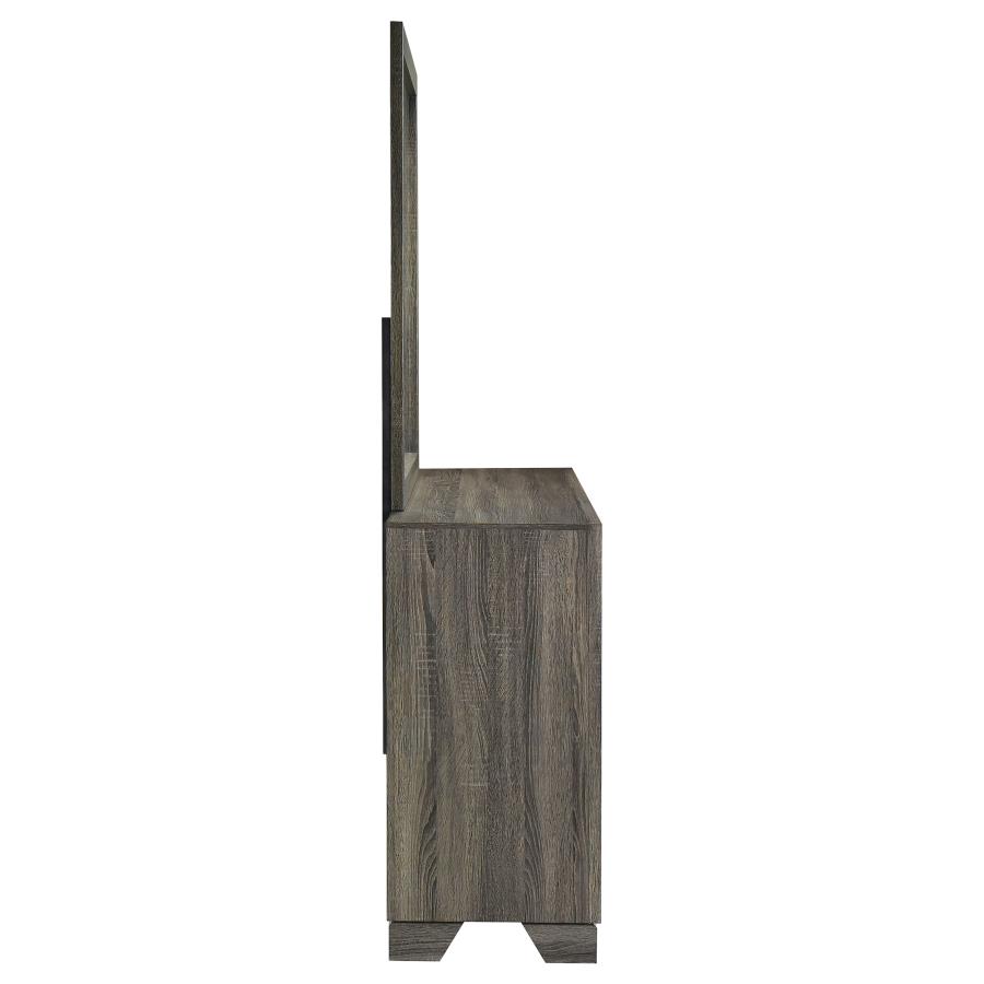 Wright 6-drawer Dresser and Mirror Brown Oak view 9