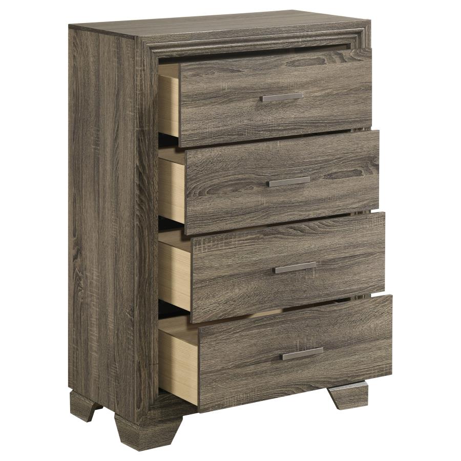 Wright 4-drawer Chest of Drawers Brown Oak view 10