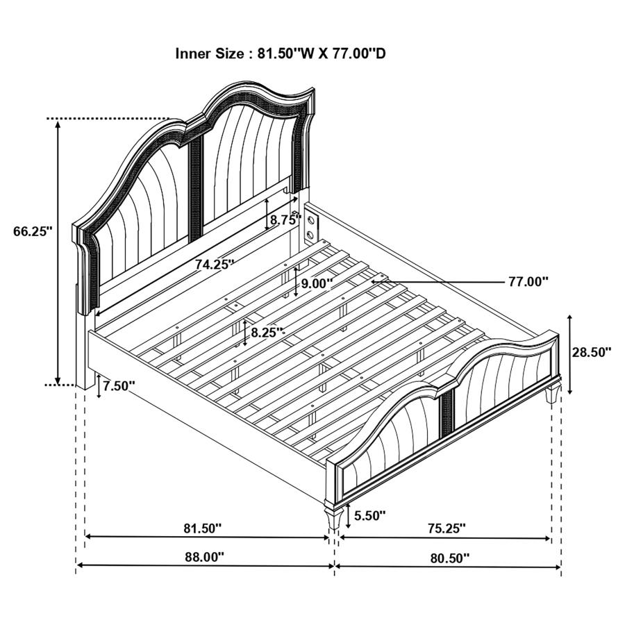 Evangeline Wood Eastern King LED Panel Bed Silver Oak view 10