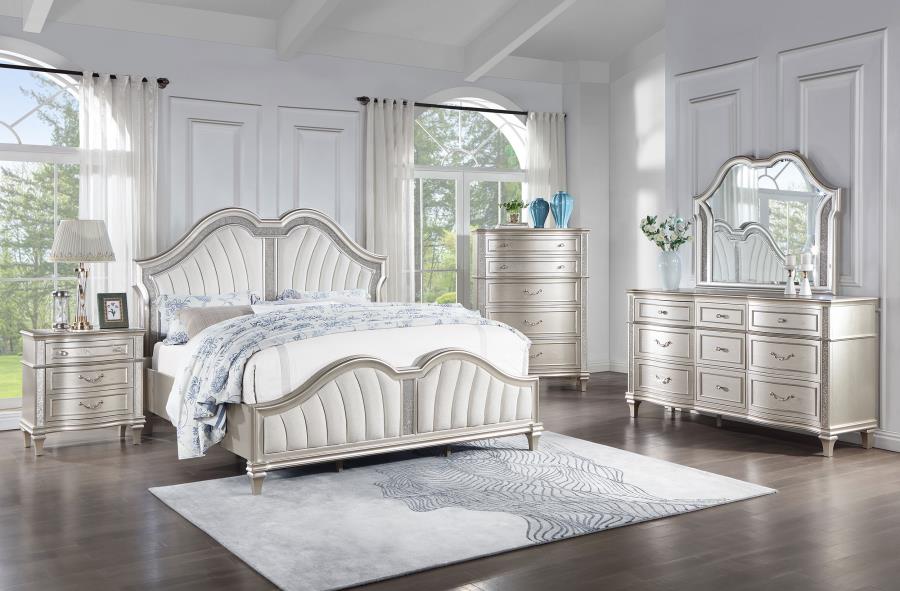 Evangeline Wood Eastern King LED Panel Bed Silver Oak view 11