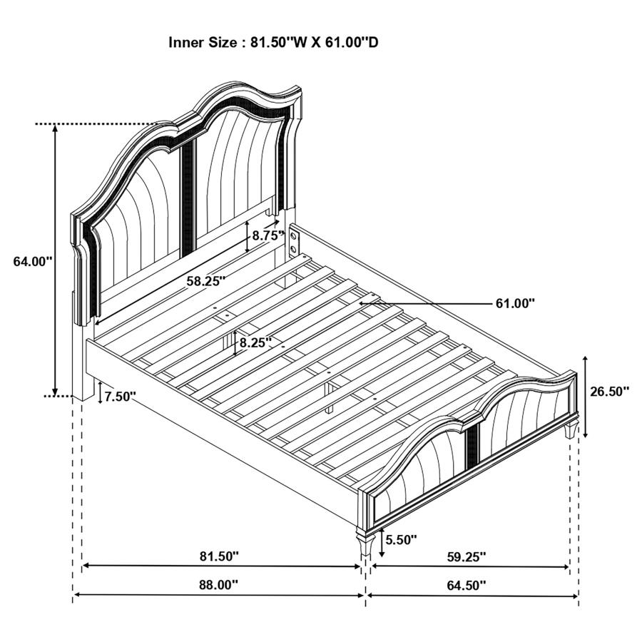Evangeline Wood Queen LED Panel Bed Silver Oak view 10