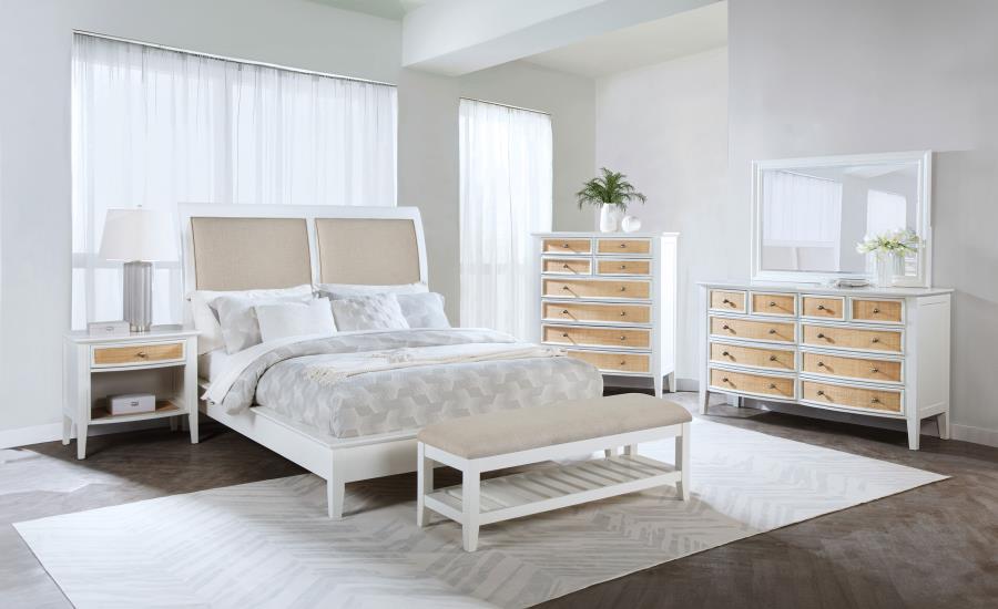 Bexhill 56-inch Upholstered Eastern King Panel Bed White view 12