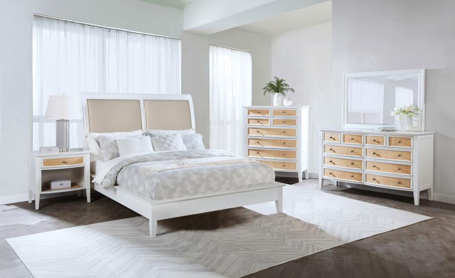 Bexhill 56-inch Upholstered Queen Panel Bed White view 11