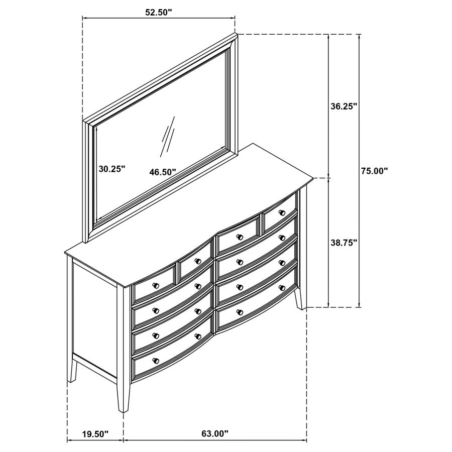 Bexhill 10-drawer Dresser and Mirror White view 13