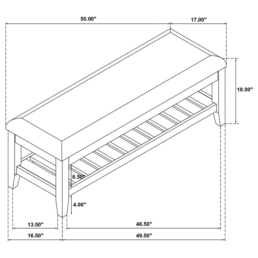 Bexhill Upholstered Rectangular Bench with Shelf White view 8