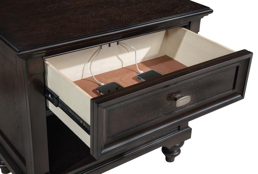 Andover 1-drawer Nightstand Bedside Table Dark Oak view 10