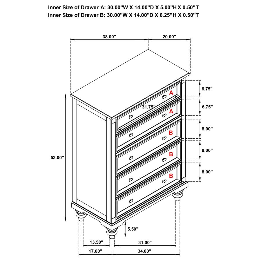 Andover 5-drawer Chest of Drawers Dark Oak view 12