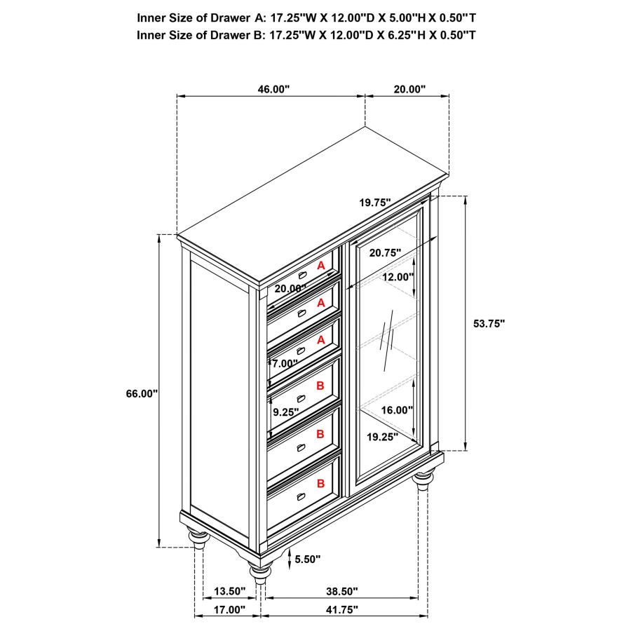 Andover 6-drawer Tempered Glass Door Chest Dark Oak view 11