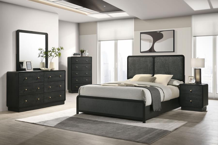 Cavelle 51-inch Upholstered Queen Panel Bed Black view 12