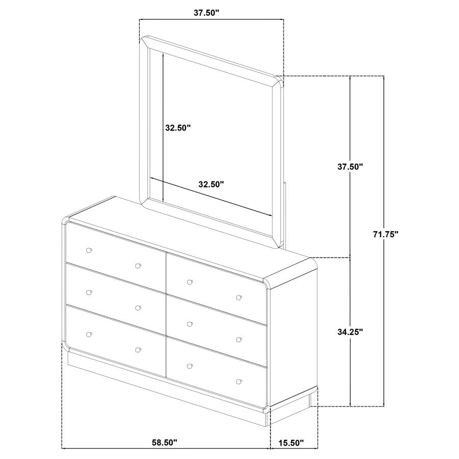 Cavelle 6-drawer Dresser and Mirror Black view 13