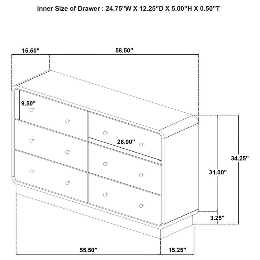 Cavelle 6-drawer Dresser Cabinet Black view 13