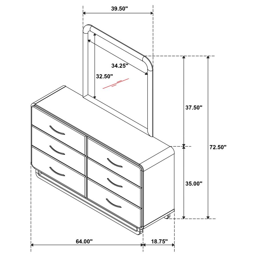 Amsbury 6-drawer Dresser and Mirror Nutmeg view 13