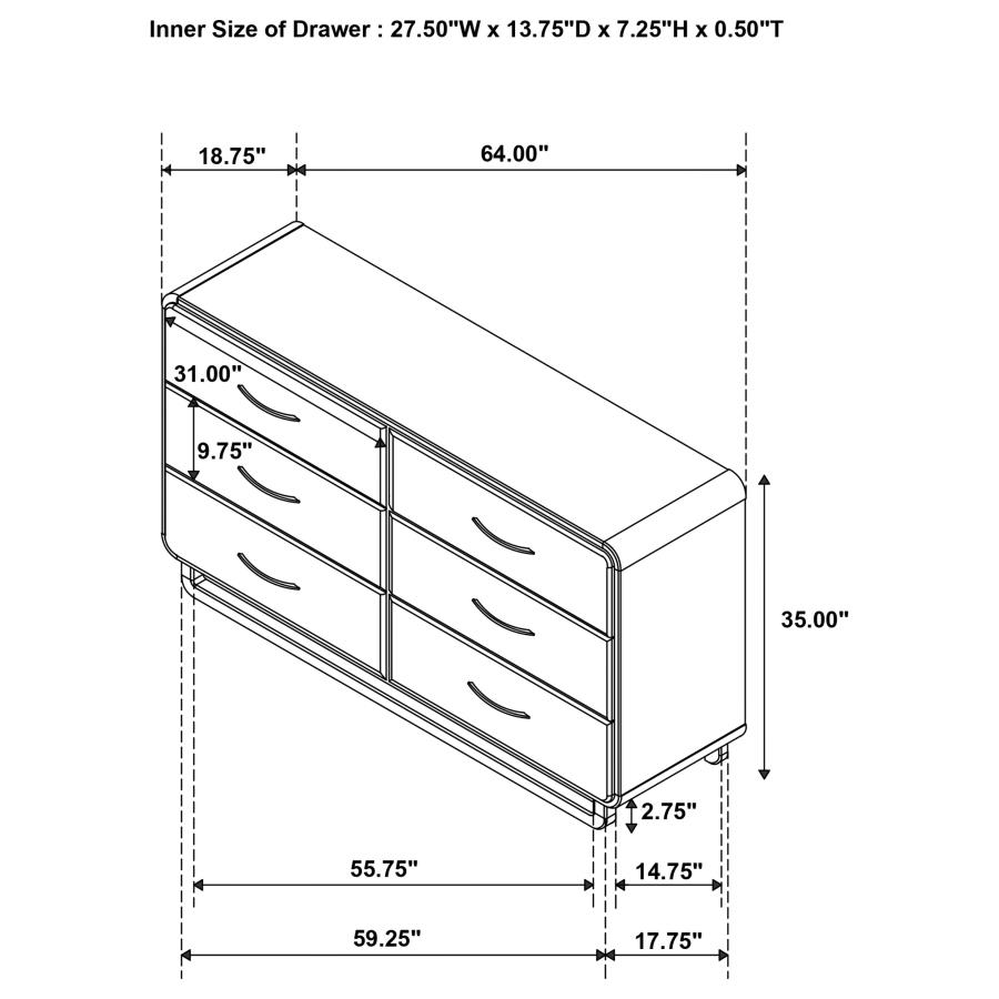 Amsbury 6-drawer Dresser Cabinet Nutmeg view 13