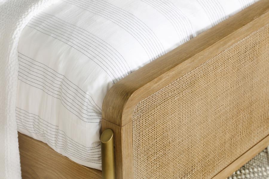 Arini Rattan Queen Panel Bed Sand Wash and Natural Cane view 8