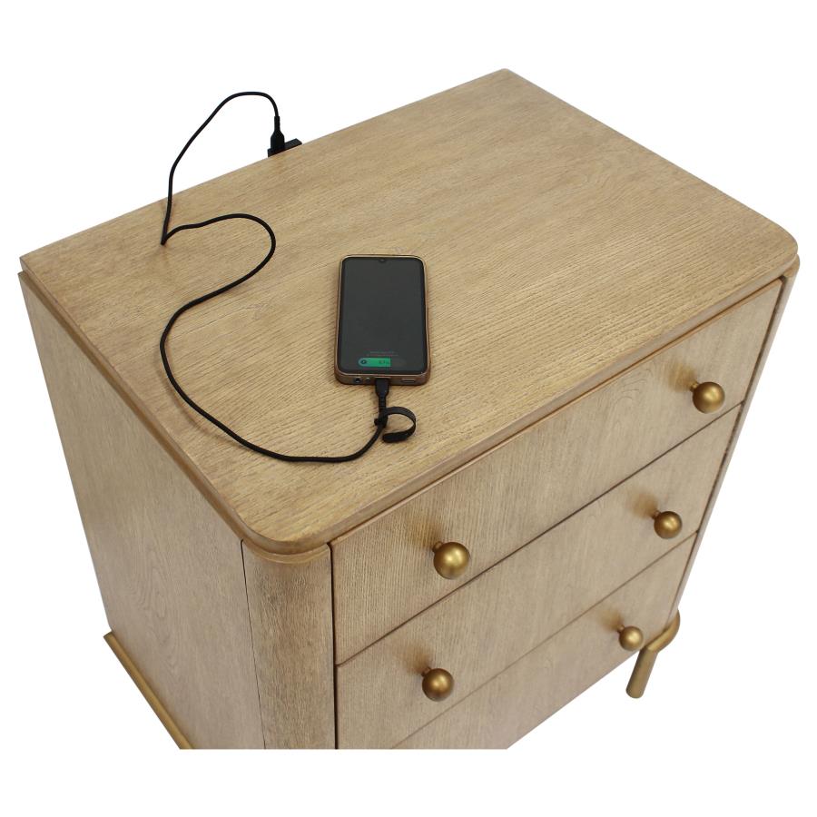 Arini 3-drawer Nightstand Sand Wash view 11