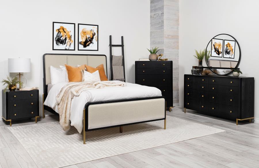 Arini 56-inch Queen Panel Bed Cream and Black view 9