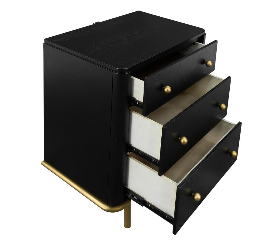 Arini 3-drawer Nightstand Black view 10