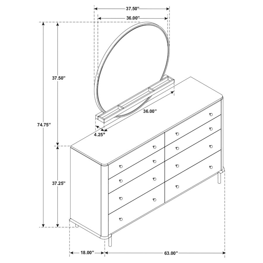 Arini 8-drawer Dresser with Mirror Black view 13