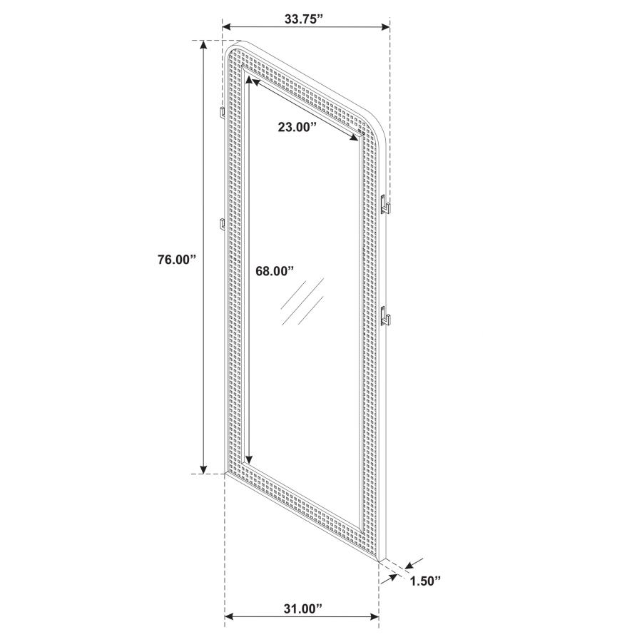 Arini Cane Weave Full Length Standing Floor Mirror Black view 14