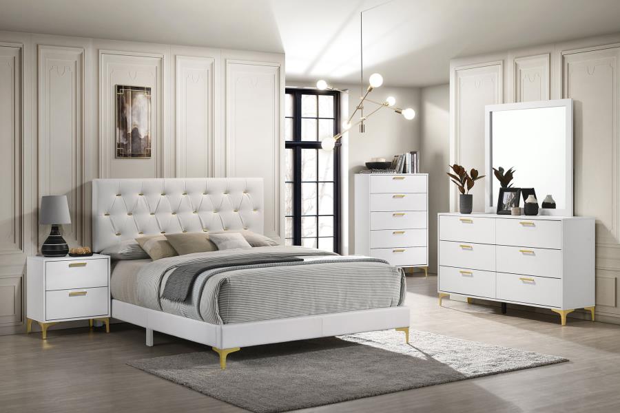 Kendall Upholstered Eastern King Panel Bed White view 10
