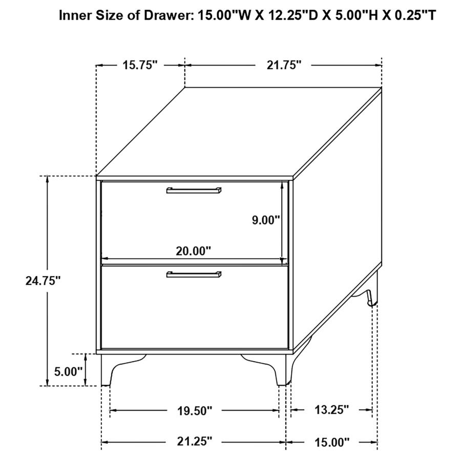 Kendall 2-drawer Nightstand White view 11