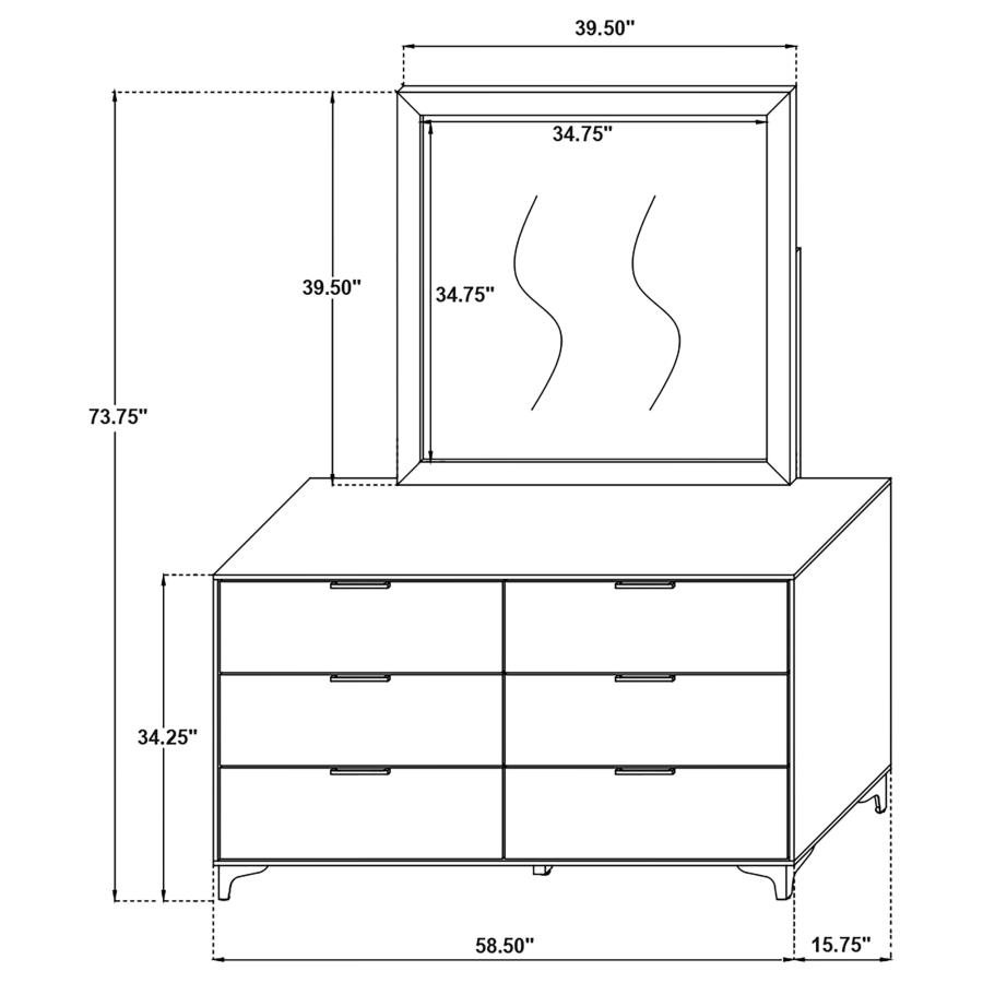 Kendall 6-drawer Dresser with Mirror White view 10