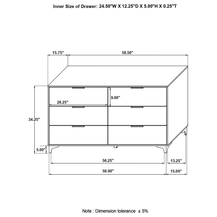 Kendall 6-drawer Dresser White view 10