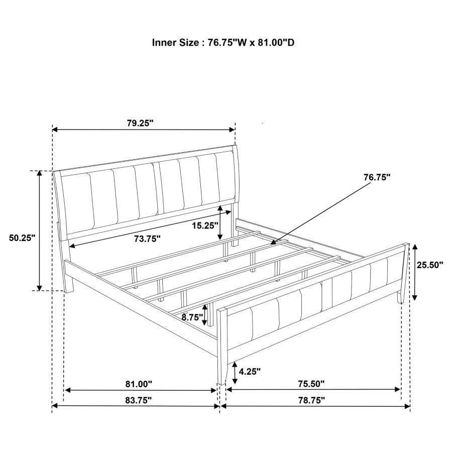 Wilkes 51-inch Upholstered Eastern King Bed Dark Cocoa view 11