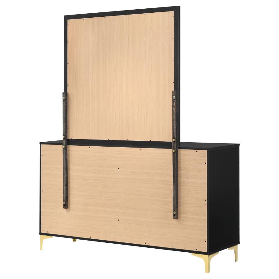 Kendall 6-drawer Dresser with Mirror Black view 8