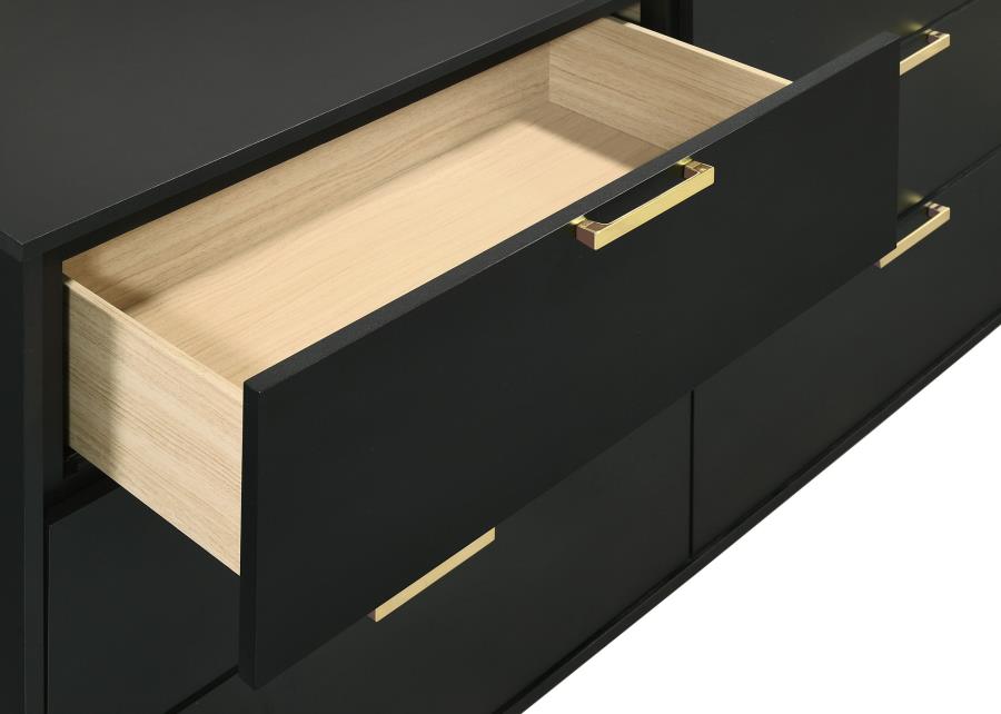 Kendall 6-drawer Dresser with Mirror Black view 10