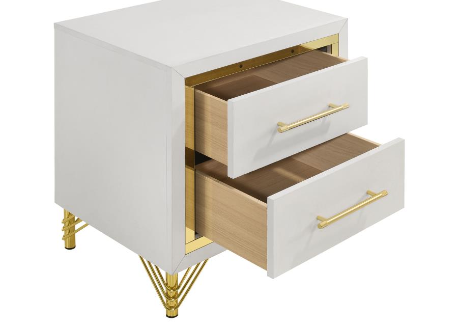 Lucia 2-drawer Nightstand Bedside Table White view 10
