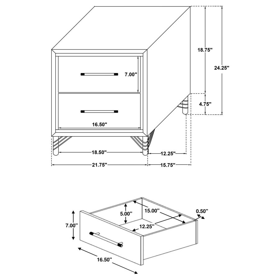 Lucia 2-drawer Nightstand Bedside Table White view 13