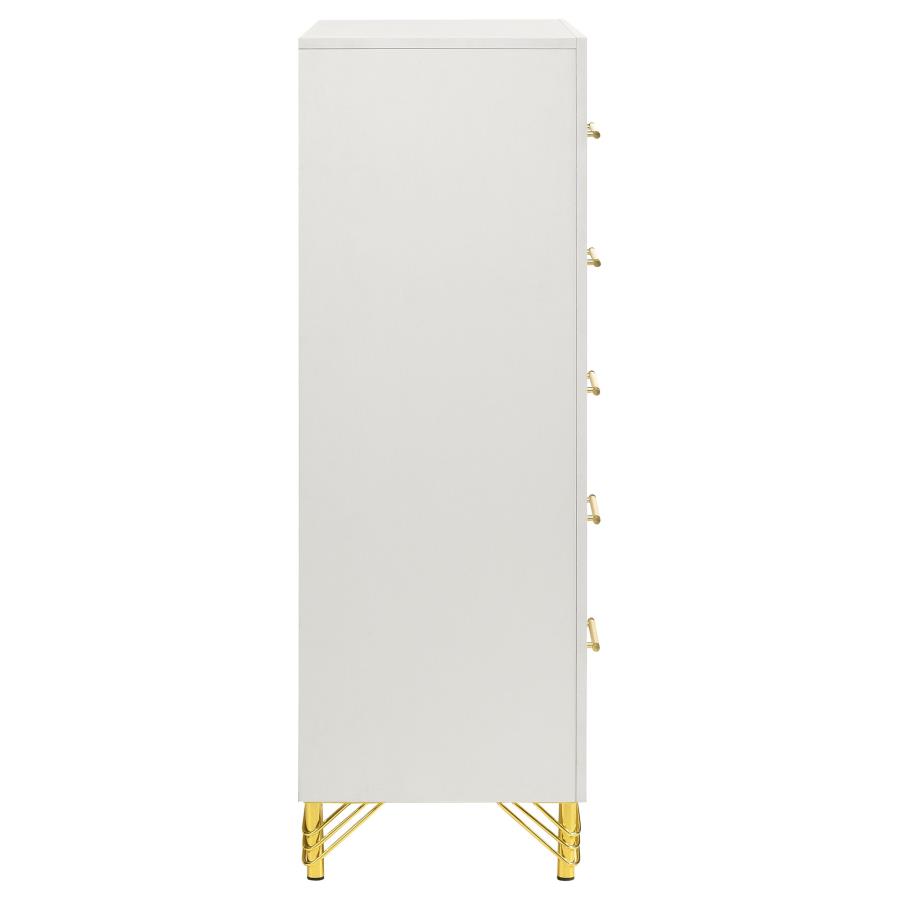 Lucia 5-drawer Bedroom Chest of Drawers White view 9