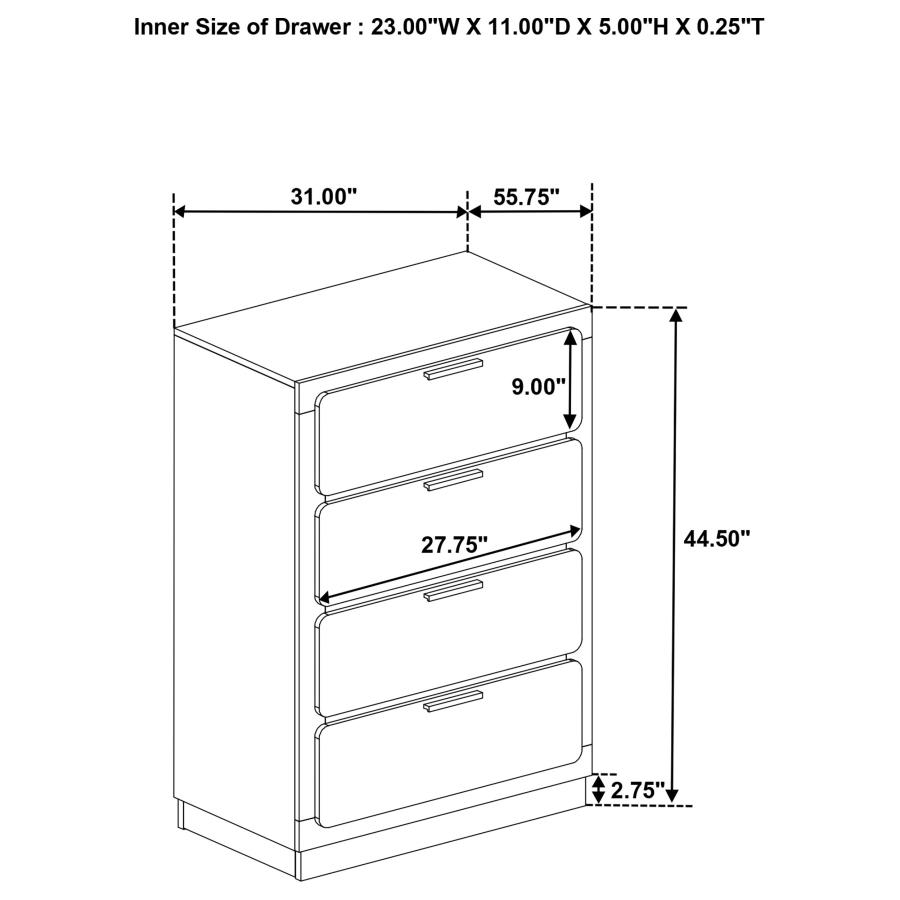 Caraway 4-drawer Bedroom Chest White view 11