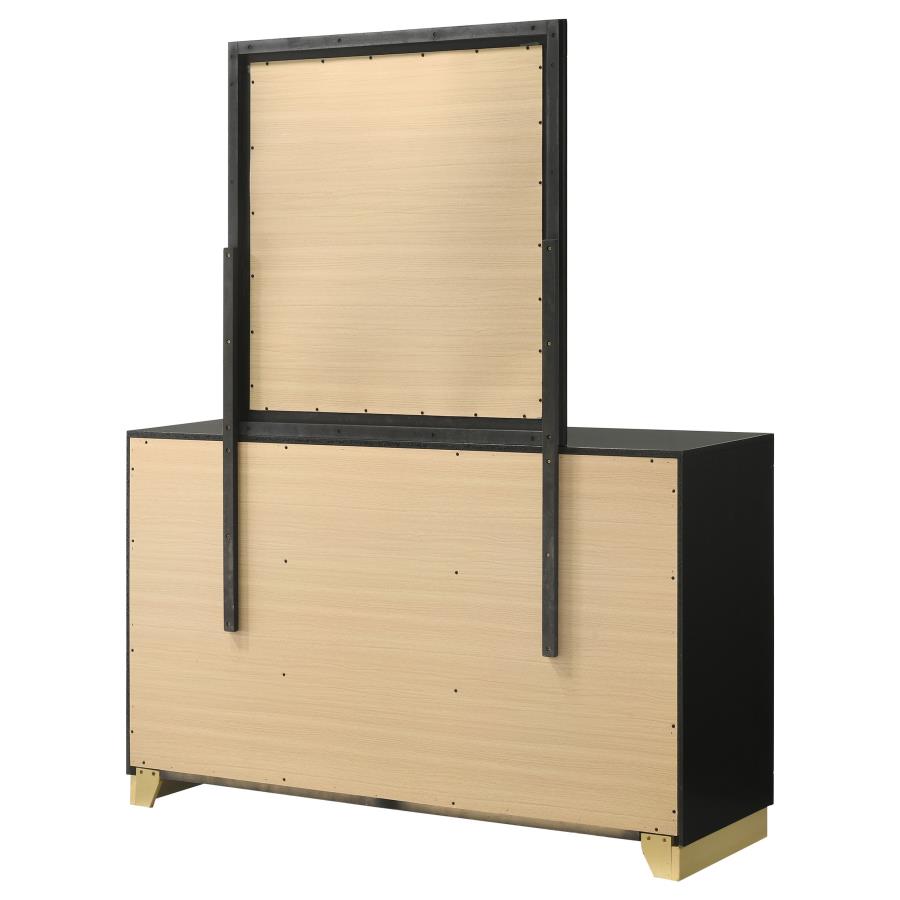 Caraway 6-drawer Dresser with Mirror Black view 8