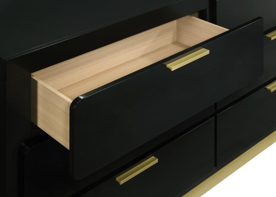 Caraway 6-drawer Dresser with Mirror Black view 10
