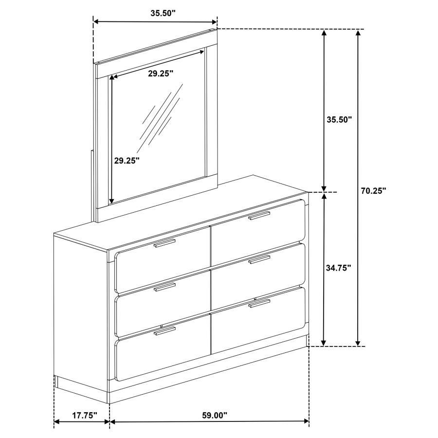 Caraway 6-drawer Dresser with Mirror Black view 12
