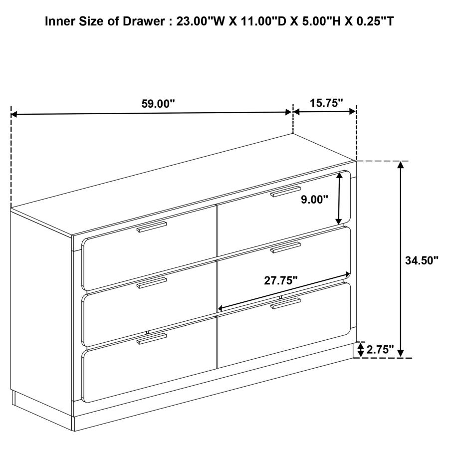 Caraway 6-drawer Dresser Black view 12