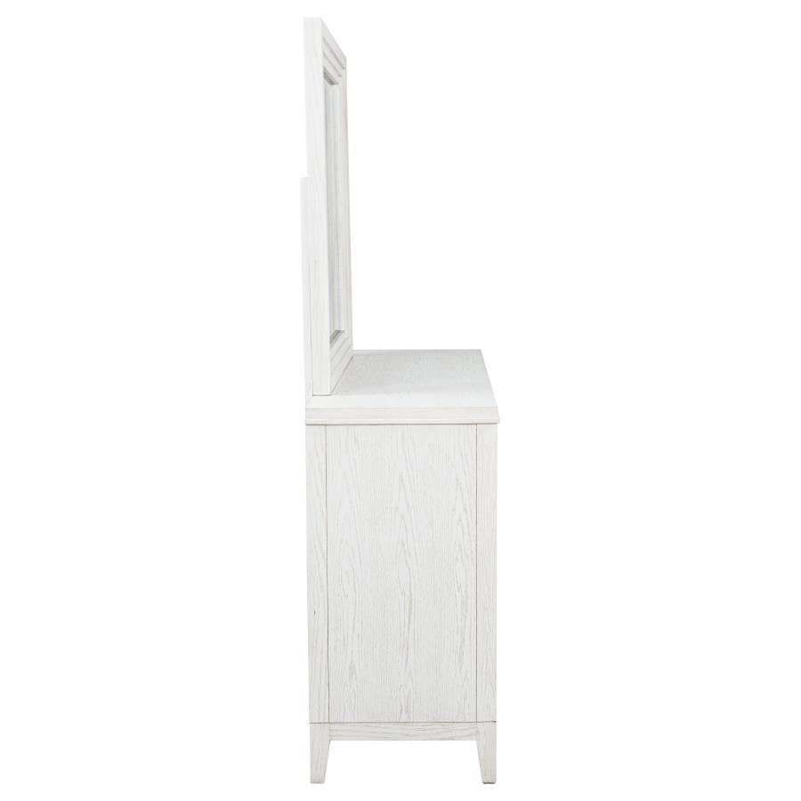 Marielle 6-drawer Dresser with Mirror Distressed White view 9
